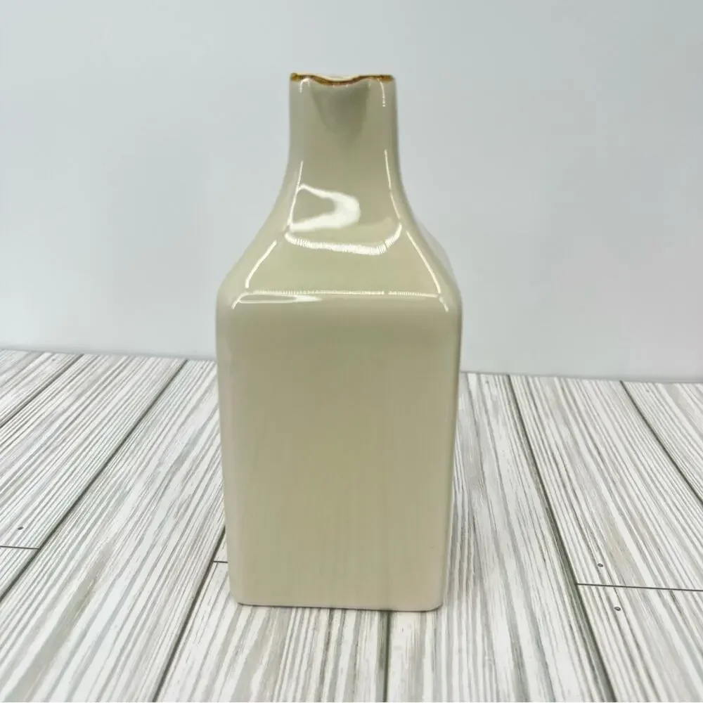Pottery Barn vintage cherry blossom floral square sake bottle carafe vase